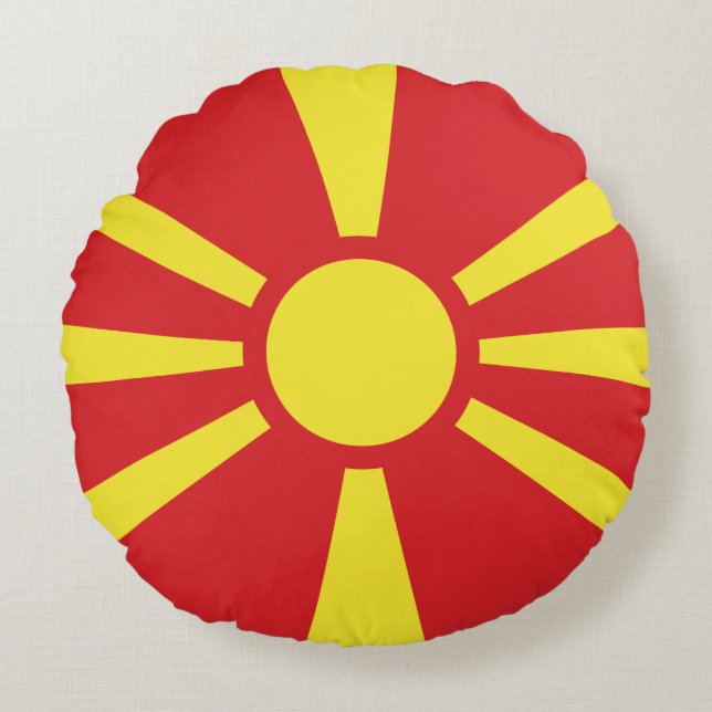 Flagge Nordmakedonien Rundes Kissen (Vorderseite)