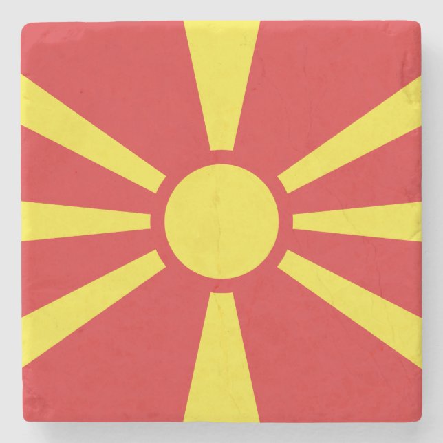 Flagge Nordmakedonien Steinuntersetzer (Vorderseite)