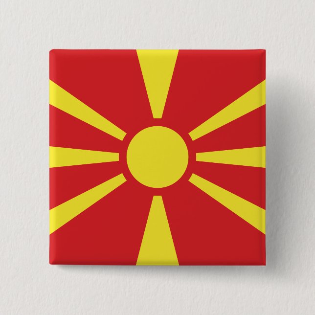 Flagge Nordmakedoniens Button (Vorderseite)