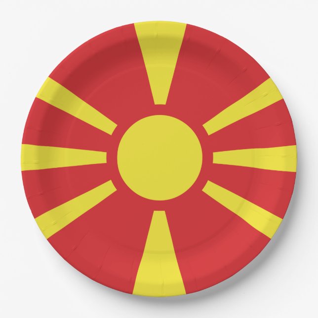 Flagge Nordmakedoniens Pappteller (Vorderseite)