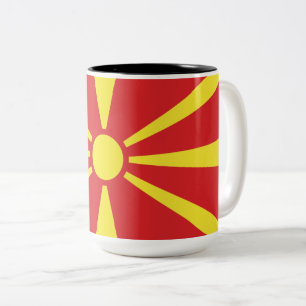 Flagge Nordmakedoniens Zweifarbige Tasse