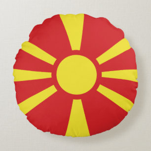 Flagge Nordmazedoniens Rundes Kissen