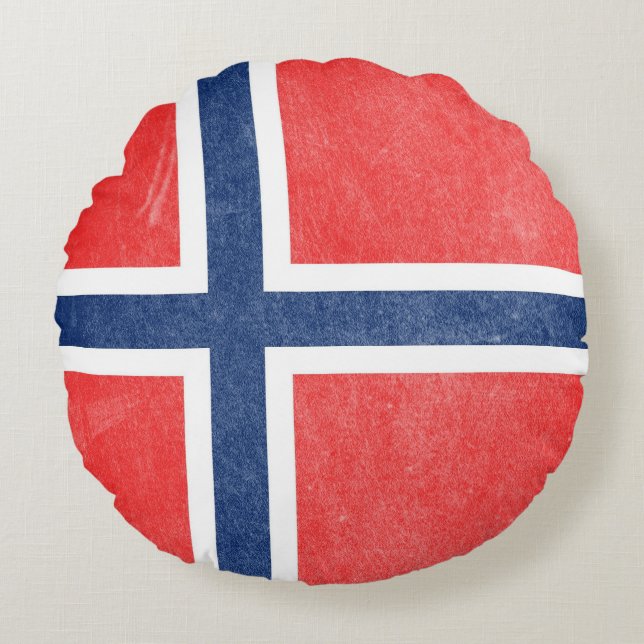 Flagge Norwegens Grunge Rundes Kissen (Vorderseite)