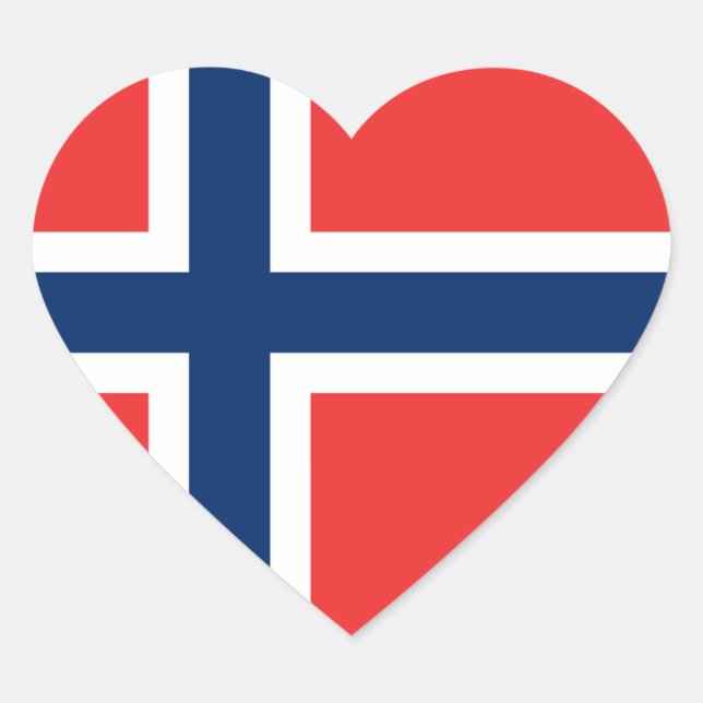 Flagge Norwegens Herz-Aufkleber (Vorderseite)