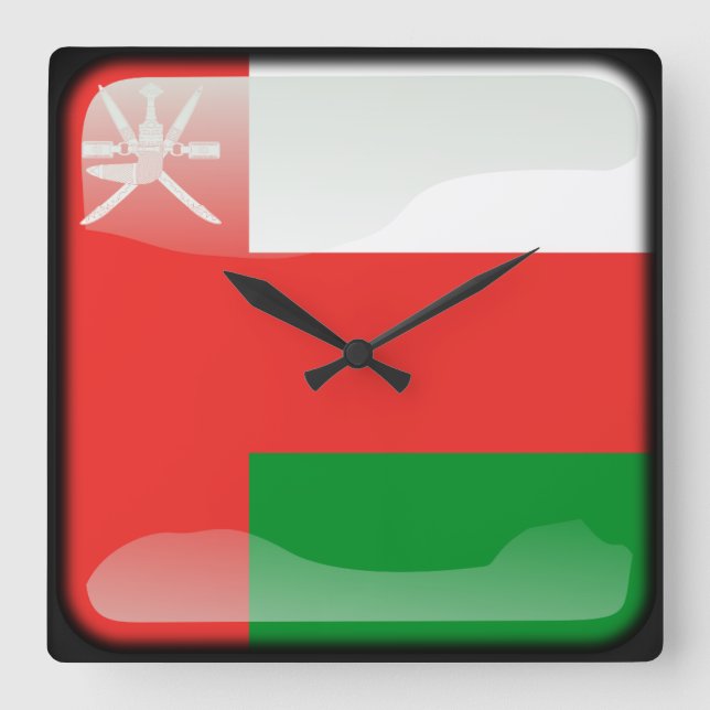 Flagge Oman Quadratische Wanduhr (Vorderseite)