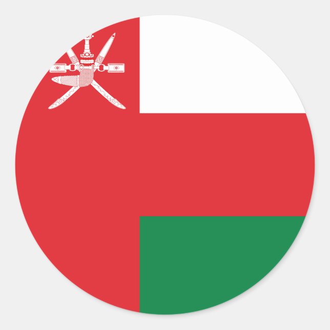 Flagge Oman Runder Aufkleber (Vorderseite)