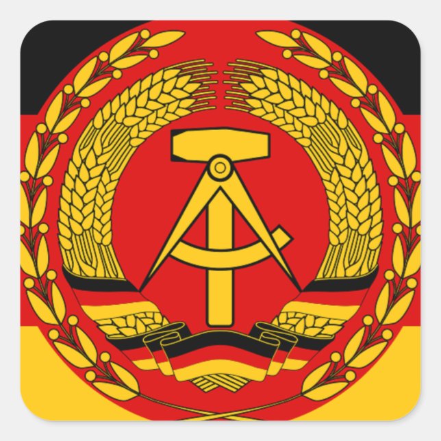 Flagge Ostdeutschlands - DDR (DDR) - NVA Quadratischer Aufkleber (Vorderseite)