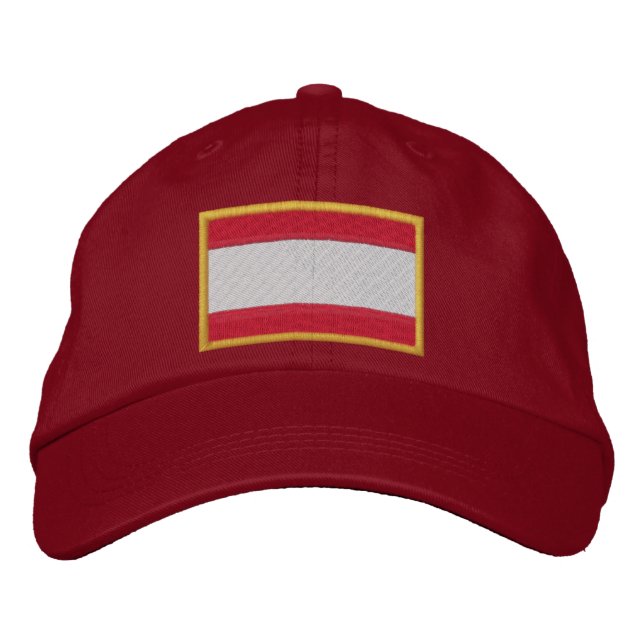 Flagge Österreichs bestickte Kap Bestickte Baseballkappe (Vorderseite)