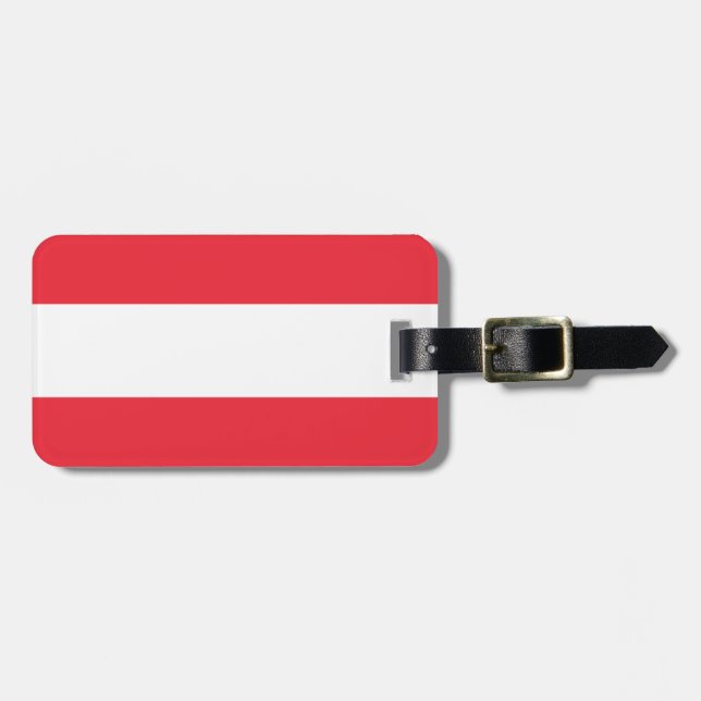 Flagge Österreichs Gepäckanhänger mit Ledergurt (Vorderseite horizontal)