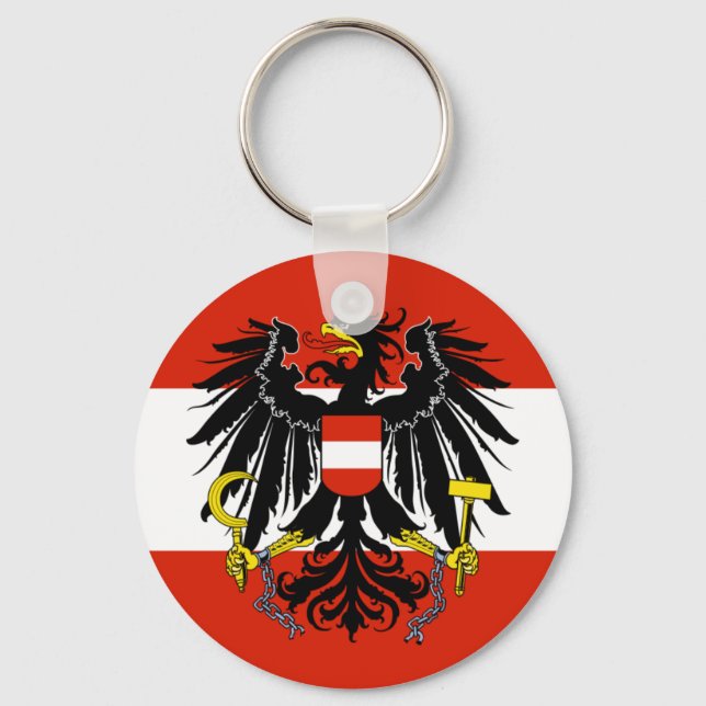 Flagge Österreichs mit Wappen Schlüsselanhänger (Vorderseite)