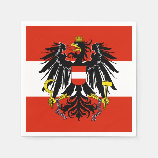 Flagge Österreichs mit Wappen Serviette (Vorderseite)