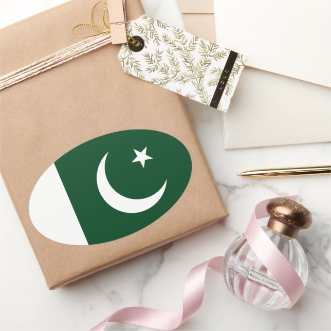 Flagge Pakistans Ovaler Aufkleber (Schenken)