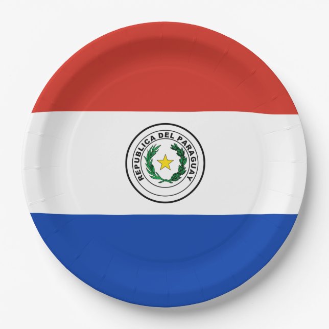 Flagge Paraguays Pappteller (Vorderseite)