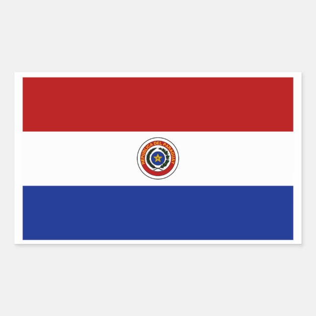 Flagge Paraguays Rechteckiger Aufkleber (Vorderseite)