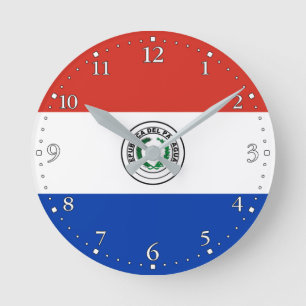 Flagge Paraguays Runde Wanduhr
