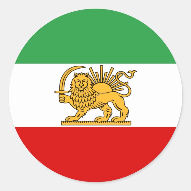 Flagge Persiens/Iran (1964-1980) Runder Aufkleber (Vorderseite)