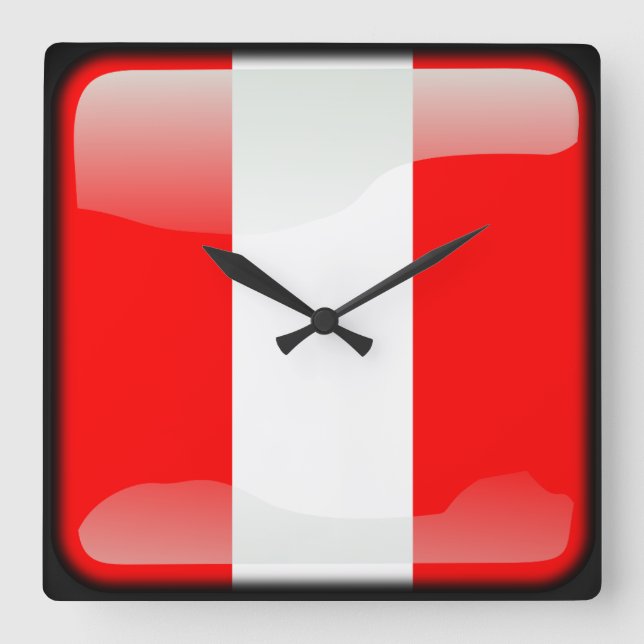 Flagge Perus Quadratische Wanduhr (Vorderseite)