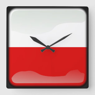 Flagge Polens Quadratische Wanduhr