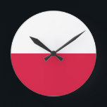 Flagge Polens Runde Wanduhr<br><div class="desc">Flagge Polens - Flaga Rzeczypospolitej Polskiej - Flaga Polski</div>