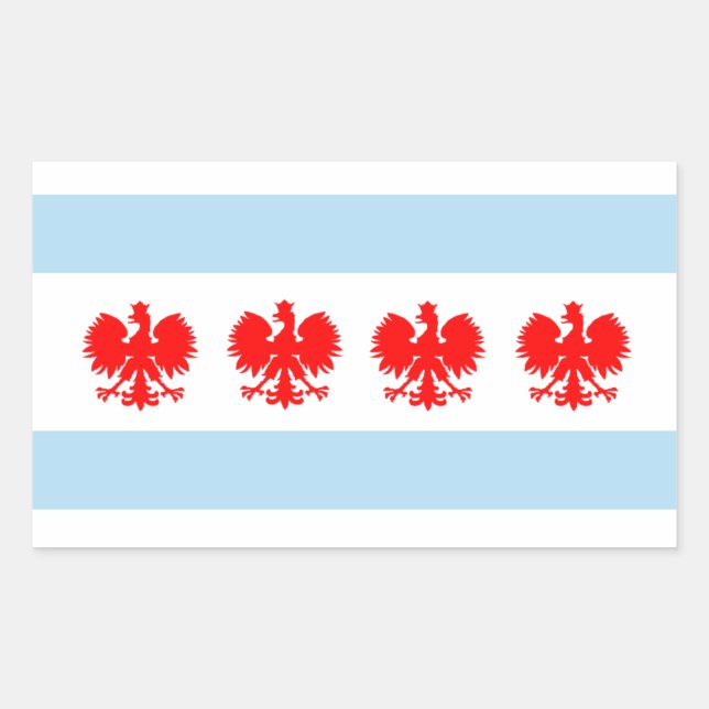 Flagge Polnisch Chicago Rechteckiger Aufkleber (Vorderseite)