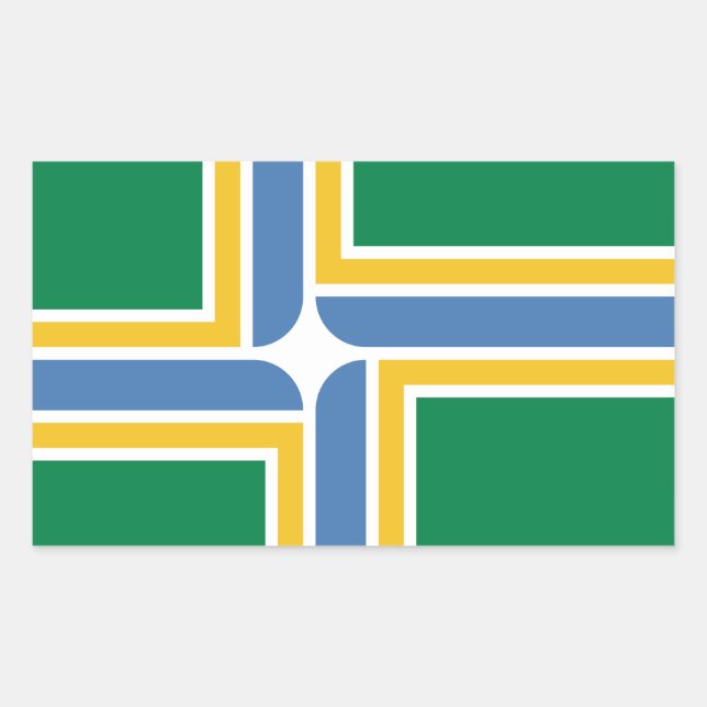 Flagge Portlands, rechteckiger Oregon-Aufkleber Rechteckiger Aufkleber (Vorderseite)