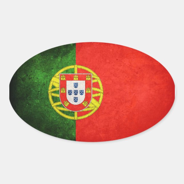 Flagge Portugals Ovaler Aufkleber (Vorderseite)