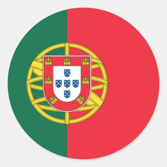 Flagge Portugals Runder Aufkleber (Vorderseite)
