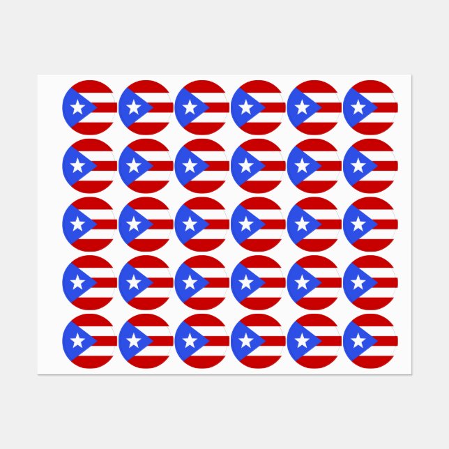 Flagge Puerto Rico Etiketten (Blatt)