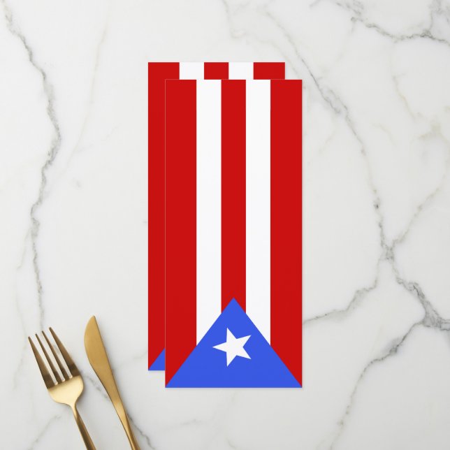 Flagge Puerto Rico Menükarte (Vorderseite/Rückseite Beispiel)