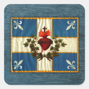 Flagge Québec alt Carillon Sacré-Cœur Quadratischer Aufkleber