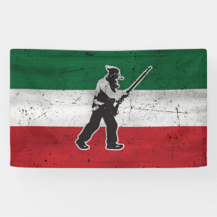 Flagge Québec und Patriote Henri Julien erodiert Banner