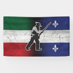 Flagge Québec und Patriote Henri Julien erodiert Banner