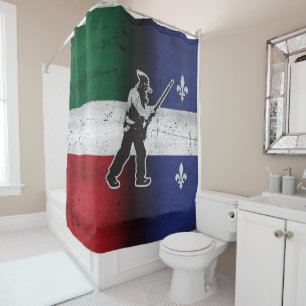 Flagge Québec und Patriote Henri Julien erodiert Duschvorhang