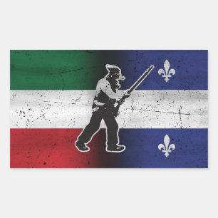 Flagge Québec und Patriote Henri Julien erodiert Rechteckiger Aufkleber