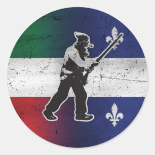 Flagge Québec und Patriote Henri Julien erodiert Runder Aufkleber