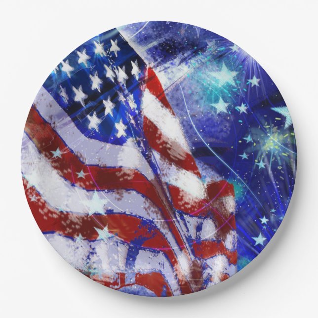 Flagge "Red, White, Blue" Elegantes modernes Party Pappteller (Vorderseite)