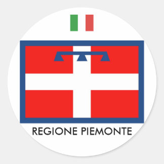 Flagge Regione Piemonte Runder Aufkleber