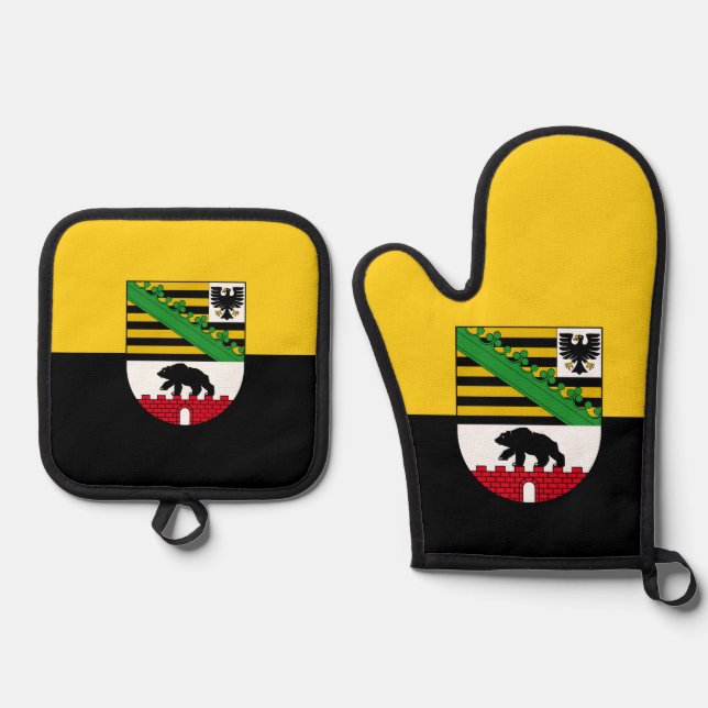 Flagge Sachsen-Anhalt-Mauspad Ofenhandschuh & Topflappen-Set (Vorderseite)