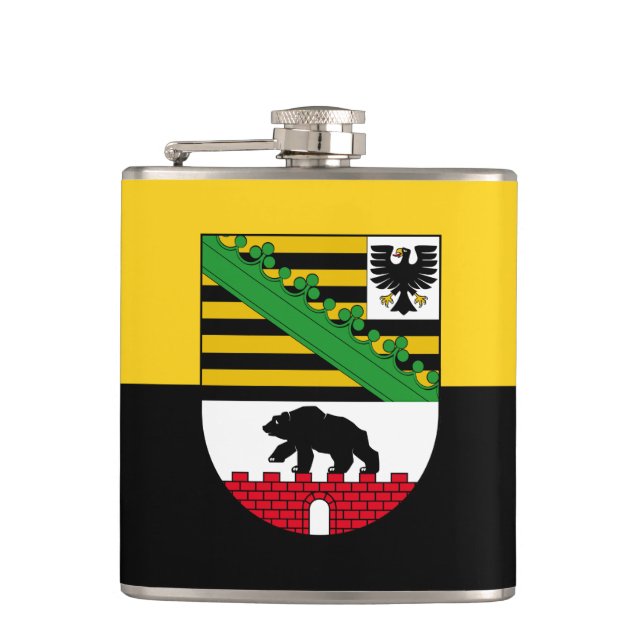 Flagge Sachsen-Anhalts Flachmann (Vorderseite)