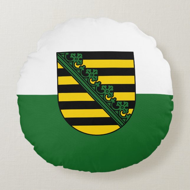 Flagge Sachsens Rundkissen Rundes Kissen (Vorderseite)
