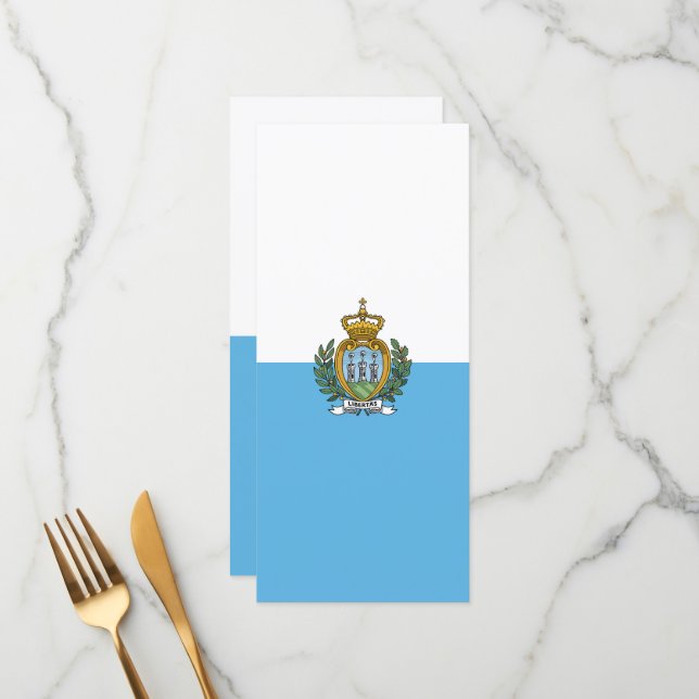Flagge San Marino Menükarte (Vorderseite/Rückseite Beispiel)