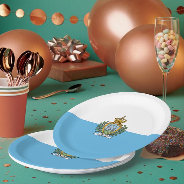 Flagge San Marino Pappteller (Multi)