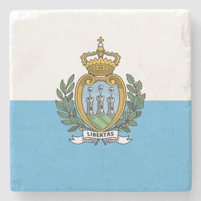 Flagge San Marino Steinuntersetzer (Vorderseite)