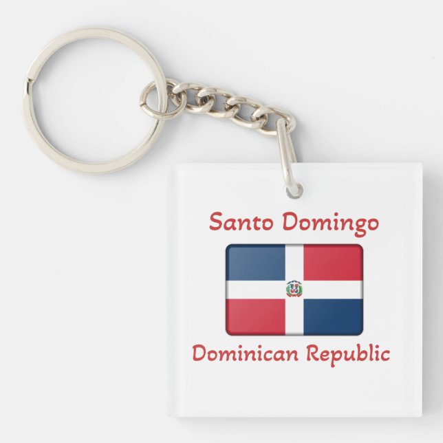 Flagge Santo Domingo Dominikanische Republik Schlüsselanhänger (Vorderseite)
