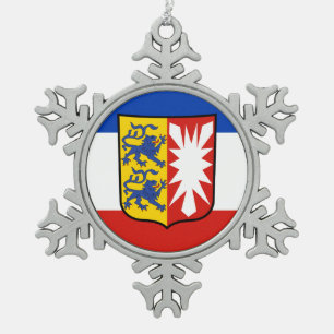 Flagge Schleswig-Holstein Schneeflocke Zinn Weihna Schneeflocken Zinn-Ornament