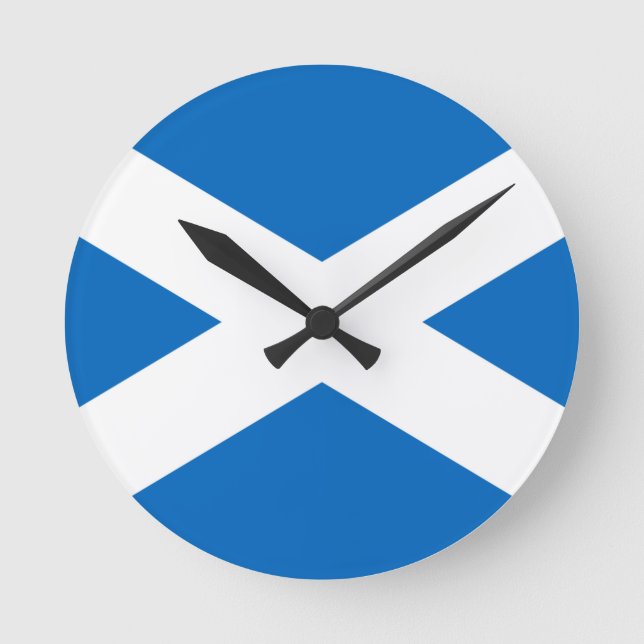 Flagge Schottlands - Bratach na h-Alba Runde Wanduhr (Vorderseite)