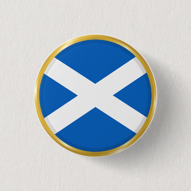 Flagge Schottlands im goldenen Kreis Button (Vorderseite)