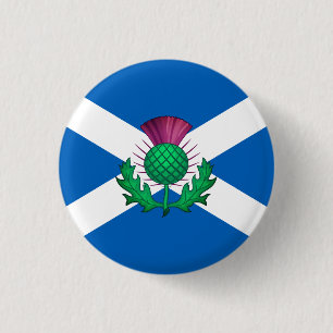 Flagge Schottlands mit Thistle überlagert Button