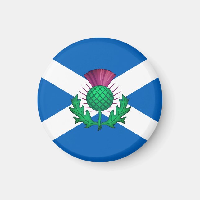 Flagge Schottlands mit Thistle überlagert Magnet (Vorne)
