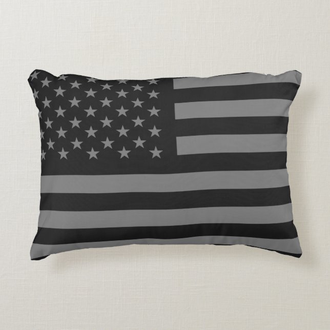 Flagge-schwarzes Grau Zierkissen (Vorderseite)
